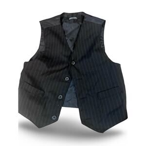 Boys Black Pinstripe Dress Vest Size 4 Formal Suit Vest